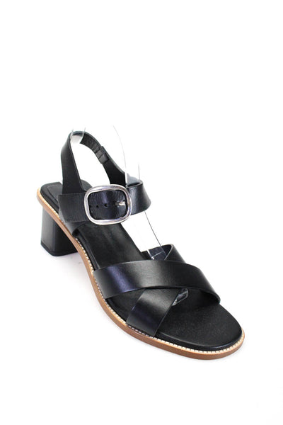 Everlane Womens Black The Italian Leather Buckle Heel  Size 10