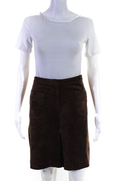 Lily Pulitzer Women's Lined Pocketed Suede Mini Skirt Brown Size  4