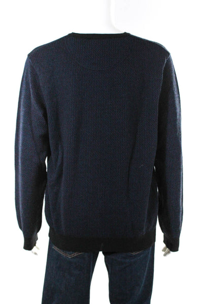 Bloomingdales The Mens Store Mens V Neck Merino Wool Sweatshirt Navy Blue XL