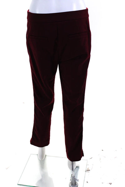 Trina Turk Womens Red Moss 2 Grosgrain Stripe Twill Slim Pants Maroon Size 4