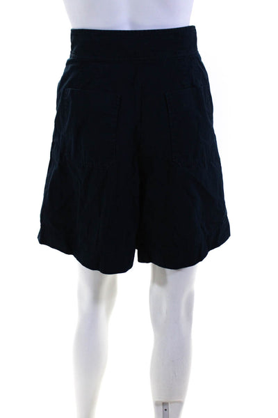 APC Womens Diane High Waist Pleated Wide Leg Chino Shorts Navy Blue Size FR 36
