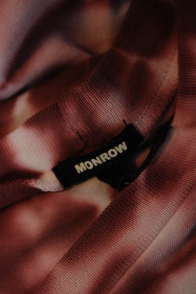 Monrow Women's Tie Dye Short Sleeve Crewneck T-Shirt Dress Pink Red Size S