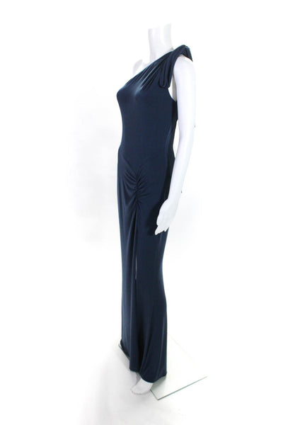 Katie May Womens One Shoulder High Slit Maxi Sheath Dress Blue Size 1