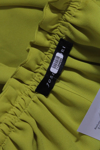 Josie Natori Womens Bell Sleeve Ruffle Keyhole Top Blouse Chartreuse Size XS