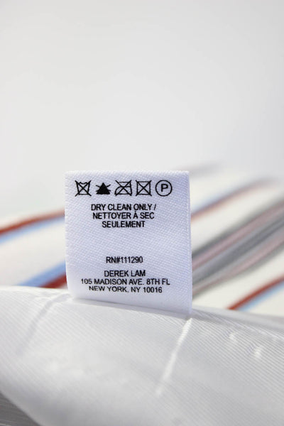 Derek Lam 10 Crosby Womens White Cotton Multi Striped One Button Blazer Size 8