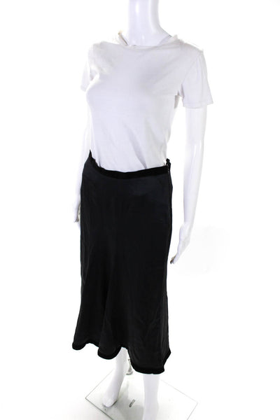 Max Mara Womens Velvet Trim Pleated Zippered A Line Midi Skirt Black Size 6