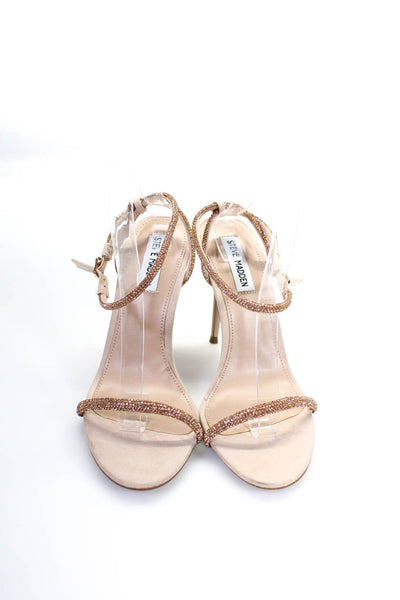 Steve Madden Women's Printed Ankle Strap Heeled Sandals Beige Size 8.5 9 Lot 2