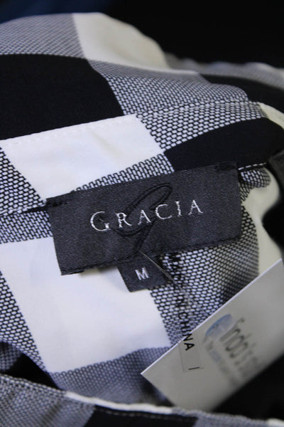 Gracia Womens Check Print Mock Neck Knee-Length Shirt Dress Multicolor Size M