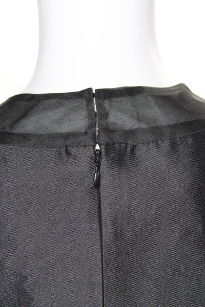 Charles Chang-Lima Womens High Neck Sheer Sleeveless Pleated Dress Black Size XL