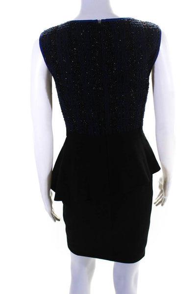 Cynthia Steffe Womens Plaid Sleeveless Top Peplum Pencil Dress Black Blue Size M