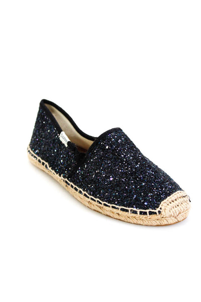 Soludos Women's Glitter Embellished Round Toe Espadrille Flats Blue Size 4