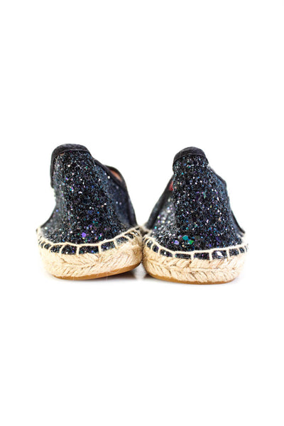 Soludos Women's Glitter Embellished Round Toe Espadrille Flats Blue Size 4
