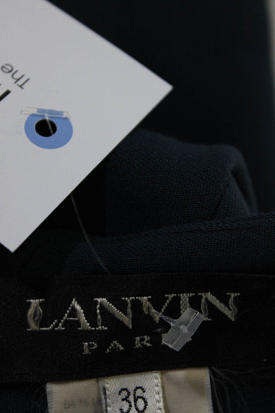 Lanvin Women's Cotton Lined Short Sleeve V-Neck Midi Dress Blue Size 36