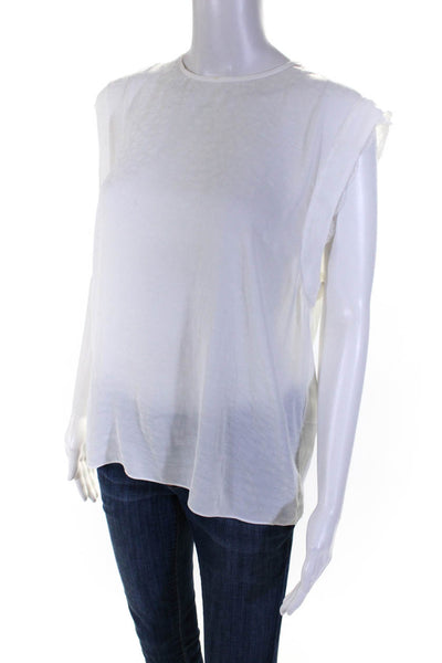 IRO Jeans Womens Animal Print Cap Sleeve Blouse Top Ivory White Size 34
