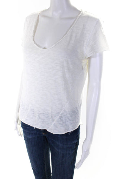 Zadig & Voltaire Women's Scoop Neck Floral Short Sleeve T-Shirt White Size M