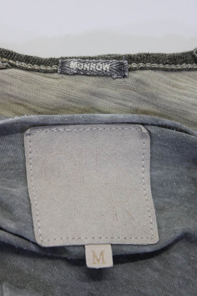 Monrow Chaser Womens Long Sleeve Tops Beige Gray Size Medium Lot 2
