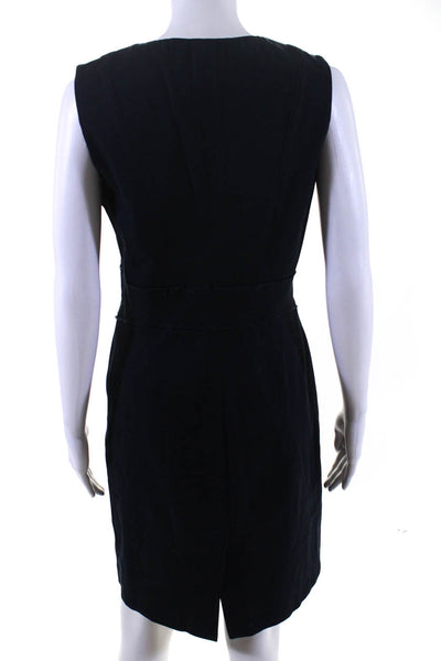 Lavia 18 Womens Pique Cotton Sleeveless V Neck Sheath Dress Navy Blue Size iT 44