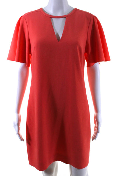 Trina Turk Womens Short Sleeve Crepe Keyhole Sheath Dress Orange Size 6