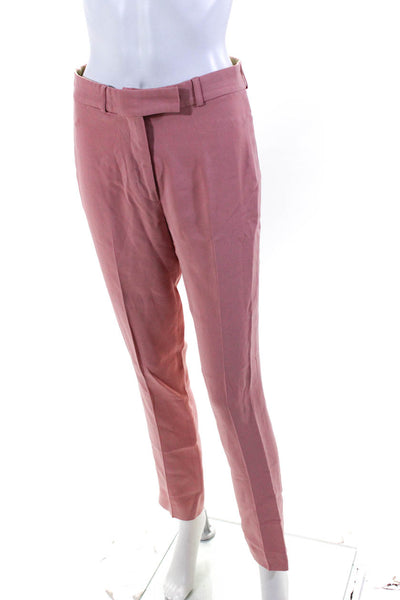 Etro Womens High Rise Pleated Straight Leg Trouser Pants Pink Size Italian 40