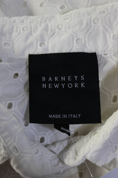 Barneys New York Womens Side Zip Sleeveless Collared Sheath Dress White IT 40