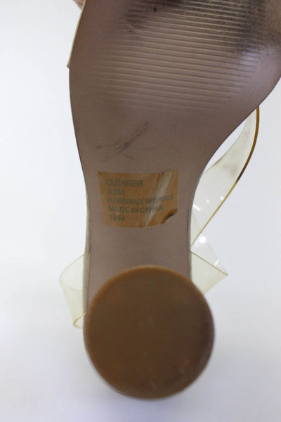 Steve Madden Women's Round Toe Clear Block Heel Strappy Sandals Beige Size 5.5