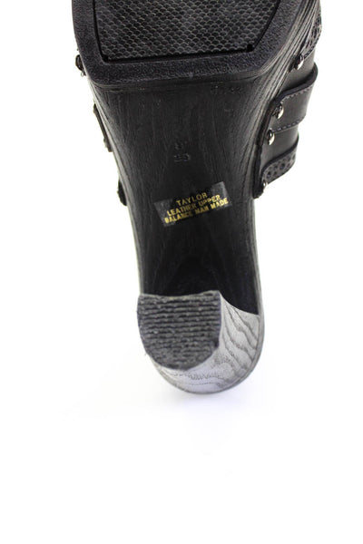 Matisse Women's Leather Studded Slip On Clog Block Heels Black Size 8