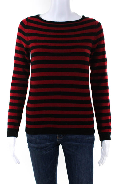 Prada Sport Womens Scoop Neck Striped Sweatshirt Red Black Wool Size IT 38