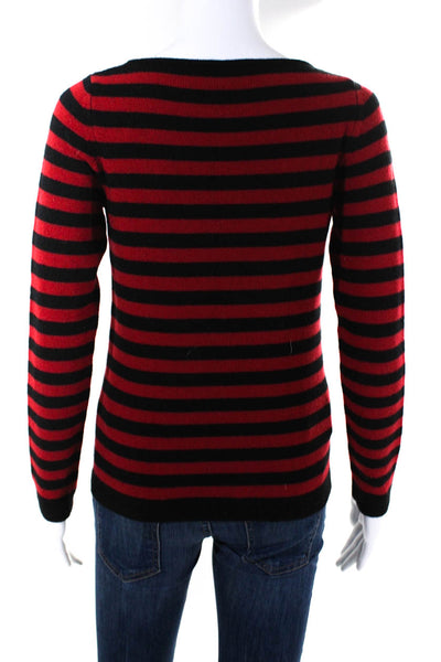 Prada Sport Womens Scoop Neck Striped Sweatshirt Red Black Wool Size IT 38