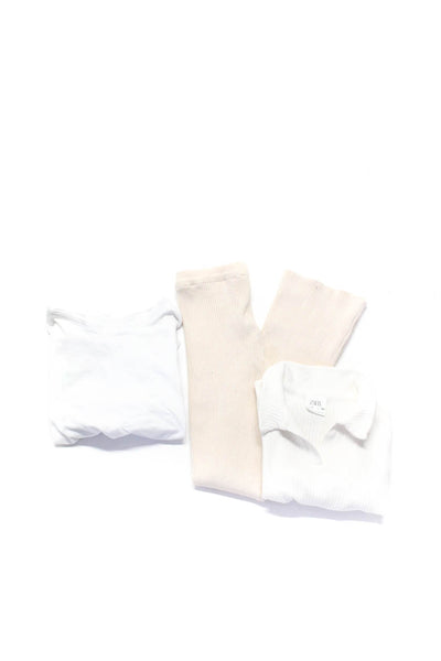 Zara Girls Casual Pants T-Shirt Polo Shirt White Beige Size 8 Lot 3