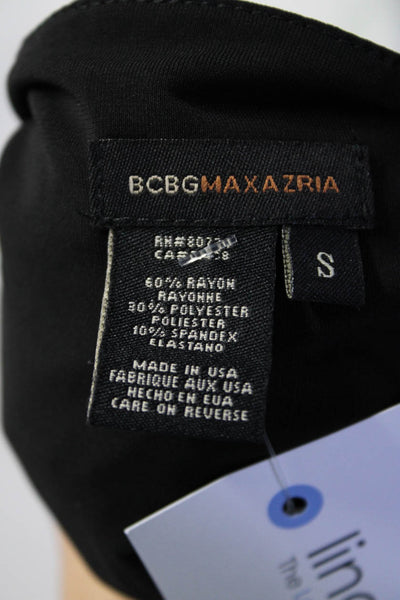 BCBGMAXZARIA Women's Boat Neck Cut-Out Sleeves Midi Dress Black Size S