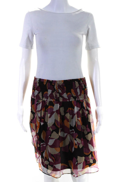 Laundry by Shelli Segal Women's Smocked Waist Flared Mini Skirt Floral Size 4