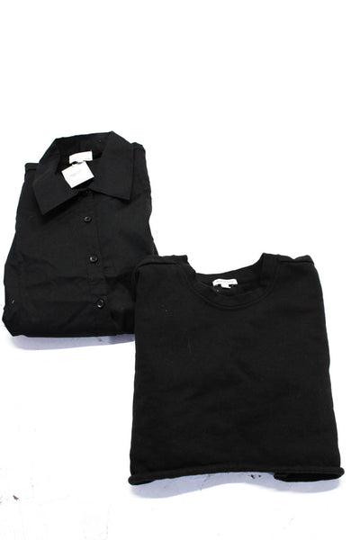 Weworewhat Women's Crewneck Long Sleeves Crop Sweat Shirt Black Size XS Lot 2