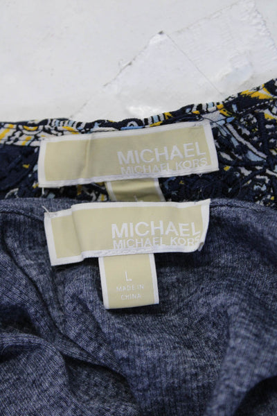 Michael Michael Kors Womens Long Sleeved Blouse Cardigan Navy Blue Size L Lot 2