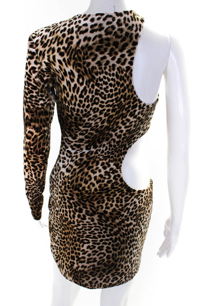 Hours Womens Animal Print Cut Out Body Con Dress Brown Black Size Small