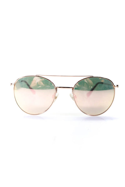 Carolina Lemke Womens Rose Gold Tone Metal Plastic Round Sunglasses