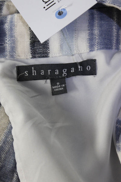 Sharagano Women's Sleeveless Square Neck Stripped Midi Tank Dress White Size 8
