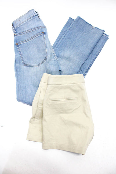 Theory Madewell Womens Flat Front Khaki Shorts Jeans Beige Blue Size 2 24 Lot 2