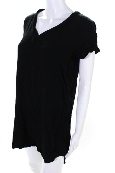 Cloth & Stone Womens V Neck Short Sleeved Short T Shirt Dress Black Size M