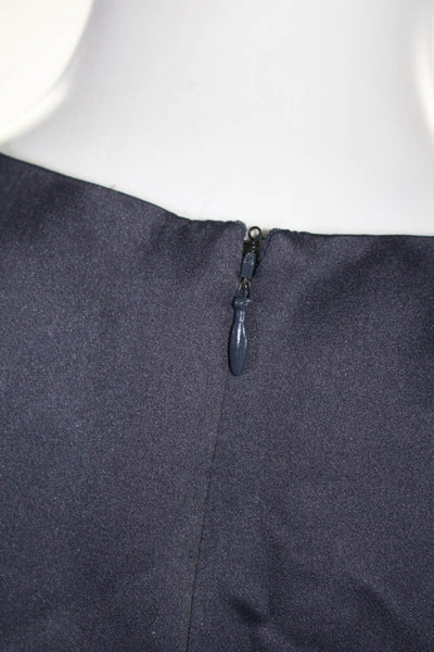 Shoshanna Womens Beaded Pleated A Line Short Sleeveless Dress Navy Blue Size 8