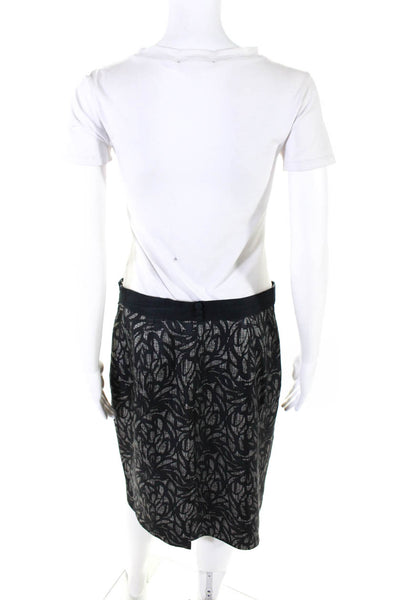 Classiques Entier Womens Floral Zippered Straight Pencil Skirt Black Size 10