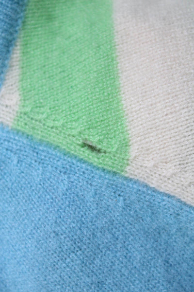 Evolve Womens J'Adore Striped Raglan Sweater Blue Green Ivory Size Small