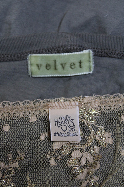 Only Hearts Velvet Womens Metallic Lace Tee Shirt Blouse Size Medium Lot 2