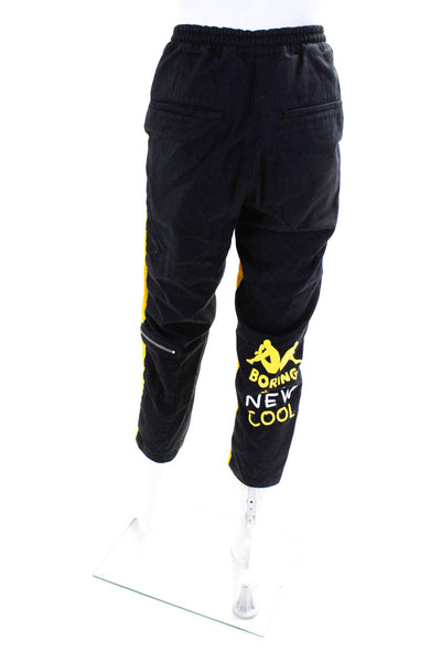 EGYBOY Unisex High Rise Boring Is A New Cool Cropped Pants Yellow Black XS