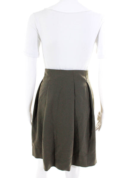 Emporio Armani Women's Wool Blend A Line Knee Length Skirt Green Size 14