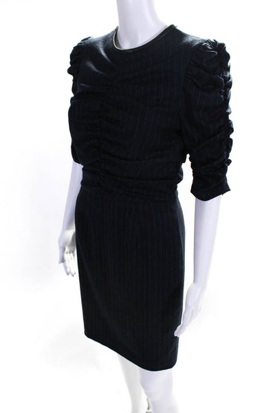Yigal Azrouel Women's Round Neck Short Sleeves Cinch Waist Striped Mini Dress 4