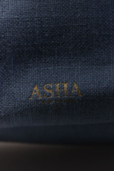 Asha Womens Printed Canvas Zip Top Clutch Pouch Handbag Blue White