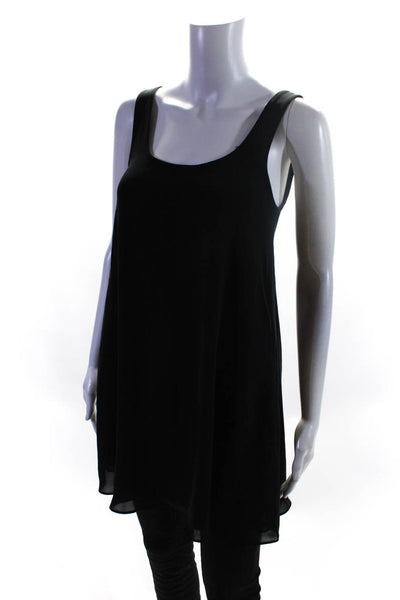 Wilfred Womens Silk Wide Strap Scoop Neck Tunic Tank Top Blouse Black Size 2XS