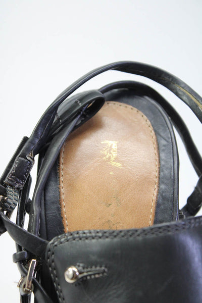 Lamb Women's Leather Strappy Ankle Buckle Open Toe Stilettos Heels Gray Size 8.5