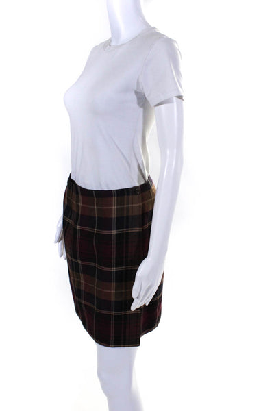 Charter Club Women's Wrap Lined Mini Wool Skirt Plaid Multicolor Size 12