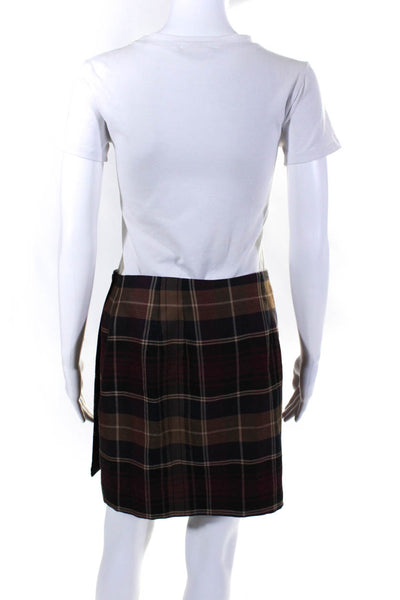 Charter Club Women's Wrap Lined Mini Wool Skirt Plaid Multicolor Size 12